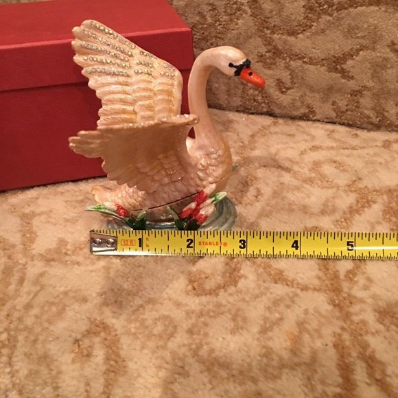 Great Gift!! Beautiful Mini Swan Bird Trinket Box Crystal Decor Easter - Picture 8 of 12